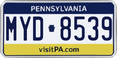 PA license plate MYD8539