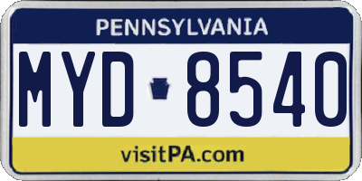 PA license plate MYD8540