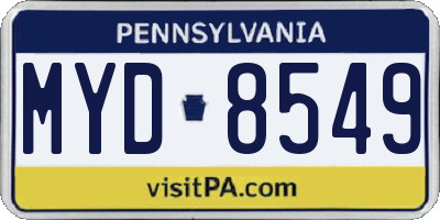 PA license plate MYD8549