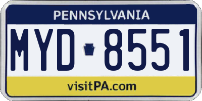 PA license plate MYD8551