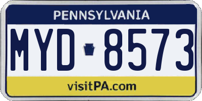 PA license plate MYD8573