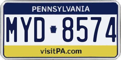 PA license plate MYD8574