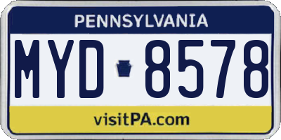 PA license plate MYD8578
