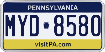 PA license plate MYD8580
