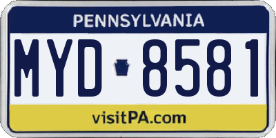 PA license plate MYD8581