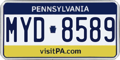 PA license plate MYD8589