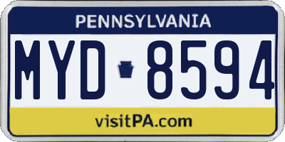 PA license plate MYD8594