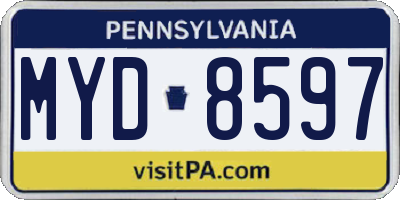 PA license plate MYD8597