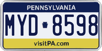 PA license plate MYD8598