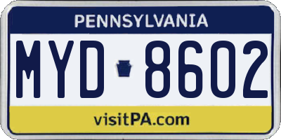 PA license plate MYD8602
