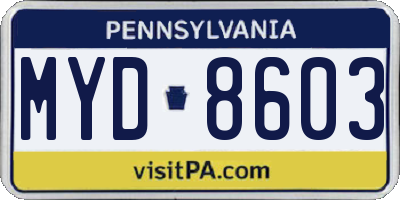 PA license plate MYD8603