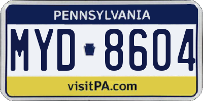 PA license plate MYD8604