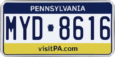 PA license plate MYD8616