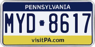 PA license plate MYD8617