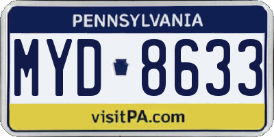 PA license plate MYD8633