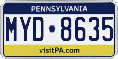 PA license plate MYD8635