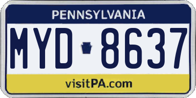 PA license plate MYD8637