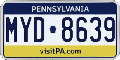 PA license plate MYD8639