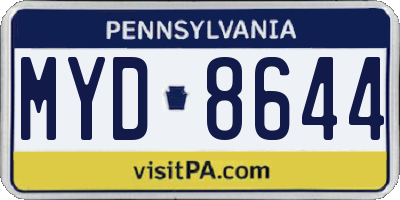 PA license plate MYD8644