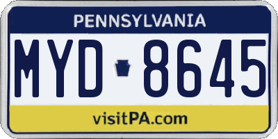 PA license plate MYD8645