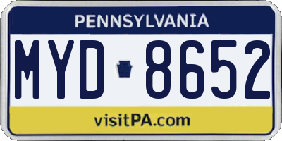 PA license plate MYD8652