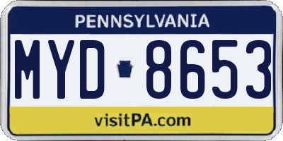 PA license plate MYD8653