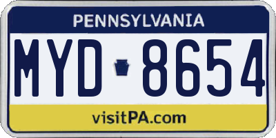 PA license plate MYD8654