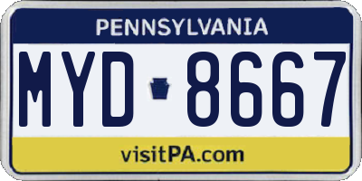 PA license plate MYD8667