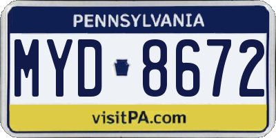 PA license plate MYD8672
