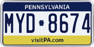 PA license plate MYD8674