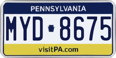 PA license plate MYD8675