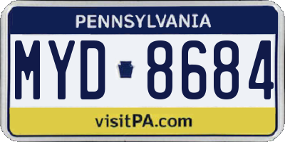 PA license plate MYD8684