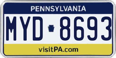 PA license plate MYD8693