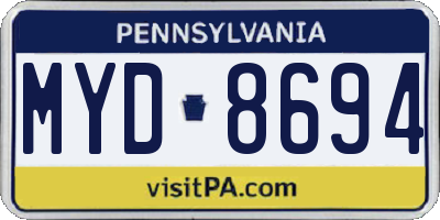 PA license plate MYD8694