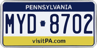 PA license plate MYD8702