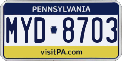 PA license plate MYD8703