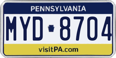 PA license plate MYD8704