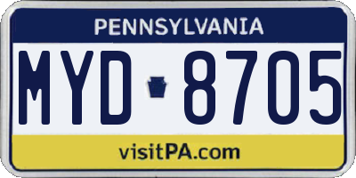 PA license plate MYD8705