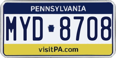 PA license plate MYD8708