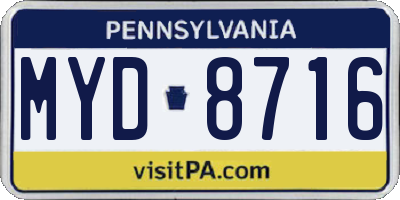PA license plate MYD8716