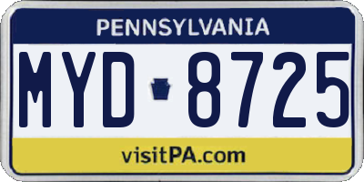 PA license plate MYD8725
