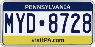 PA license plate MYD8728