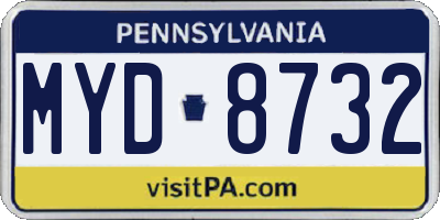 PA license plate MYD8732