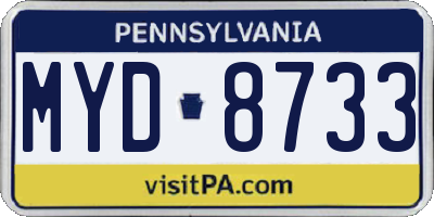 PA license plate MYD8733