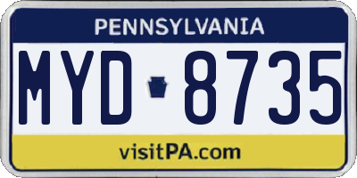 PA license plate MYD8735
