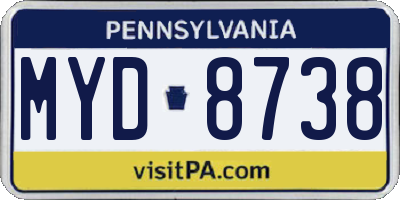 PA license plate MYD8738