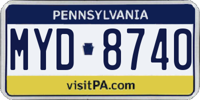 PA license plate MYD8740