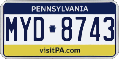 PA license plate MYD8743
