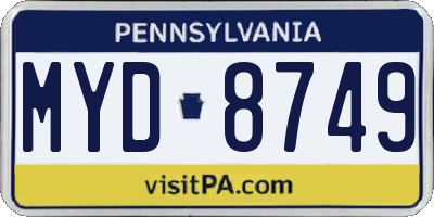 PA license plate MYD8749