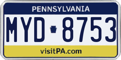 PA license plate MYD8753